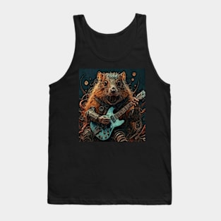 watercolor cybernetic groundhog playing guitar Tank Top